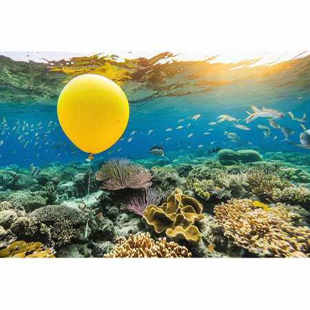 panoramic shot yellow balloon coralの素材