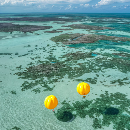 panoramic shot yellow balloon coralの素材