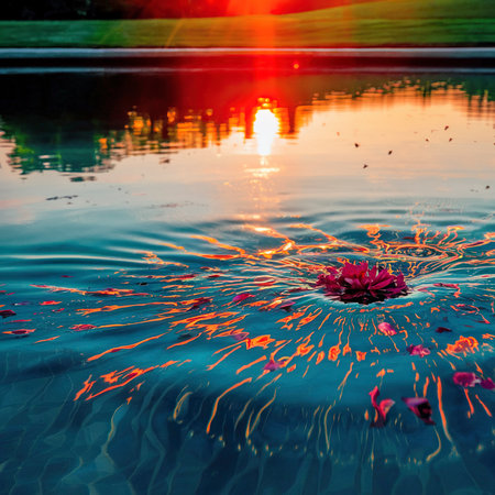 pool water reflecting in the sunの素材