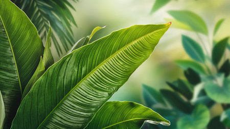 fresh tropical green leaves greenの素材