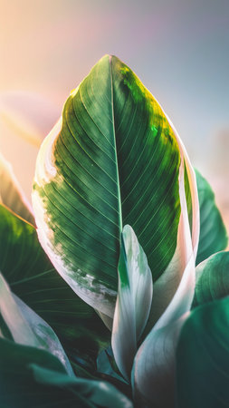 fresh tropical green leaf whiteの素材
