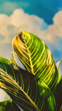 fresh tropical green leaf whiteの素材