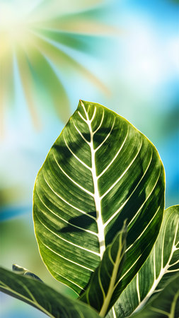 fresh tropical green leaf whiteの素材