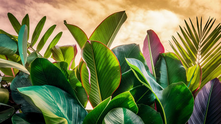 fresh tropical green leaves greenの素材