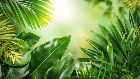 fresh tropical green leaves greenの素材