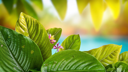 fresh tropical green leaves greenの素材