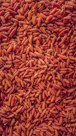 Goji berries. top viewの素材