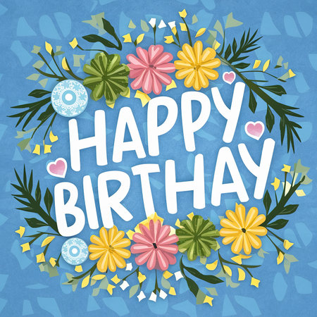 happy birthday greeting card blueの素材