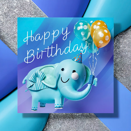 happy birthday greeting card blueの素材