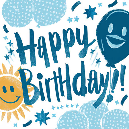 happy birthday greeting card blueの素材