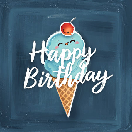 happy birthday greeting card blueの素材