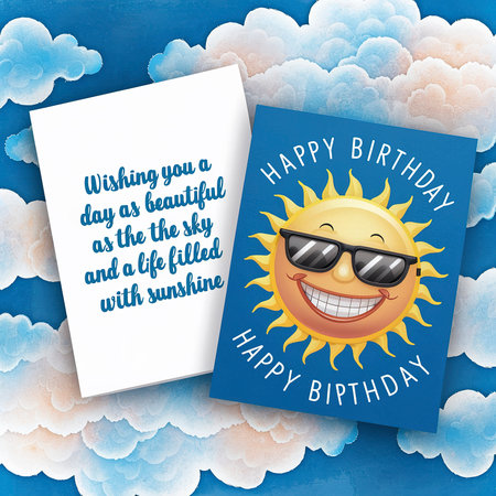 happy birthday greeting card blueの素材