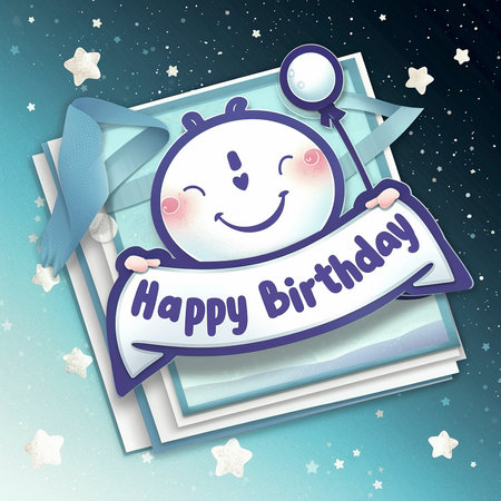 happy birthday greeting card blueの素材
