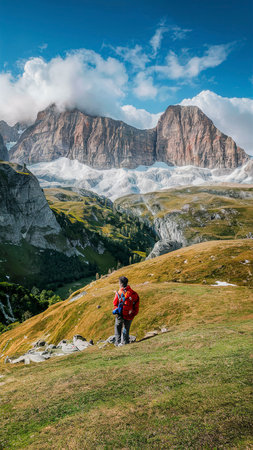 Hike to Seceda alps in Italyの素材
