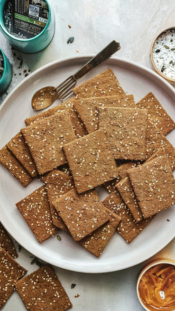 Healthy organic seeded rye crackersの素材