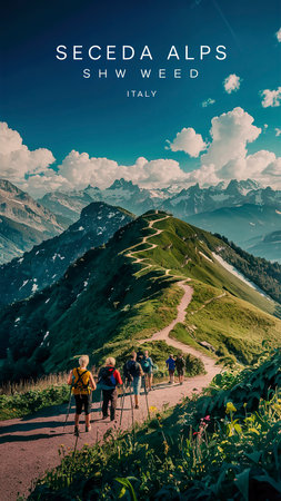 Hike to Seceda alps in Italyの素材