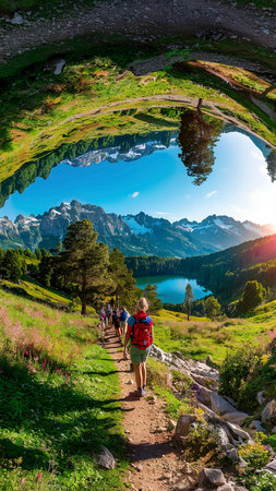 Hike to Seceda alps in Italyの素材