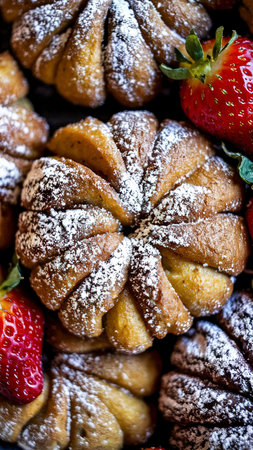 Homemade traditional Spanish bunuelo, fried dough ballsの素材