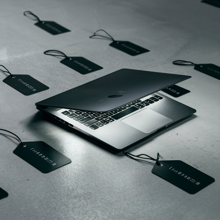 laptop and black price tagsの素材