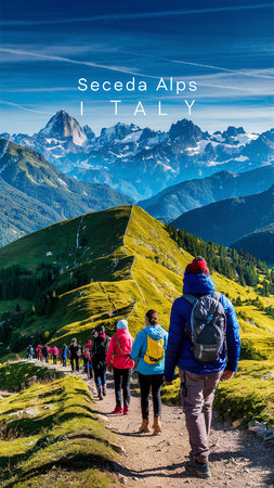 Hike to Seceda alps in Italyの素材