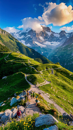 Hike to Seceda alps in Italyの素材