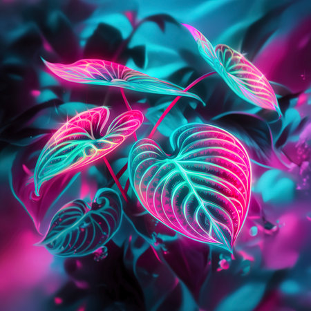 Neon tropical anthurium leaves posterの素材