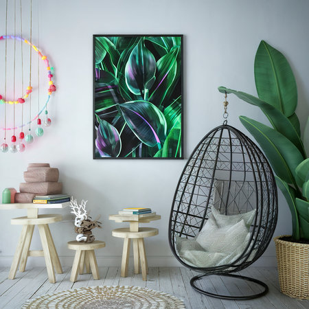 Neon tropical anthurium leaves posterの素材