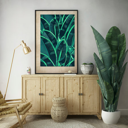 Neon tropical anthurium leaves posterの素材