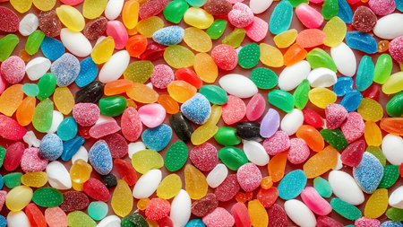 panoramic shot colorful gummy sweetsの素材
