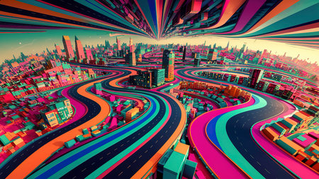 panoramic shot multicolored abstract connectedの素材
