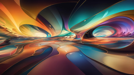 panoramic shot multicolored abstract connectedの素材