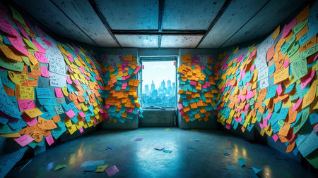 panoramic shot papers sticky notesの素材
