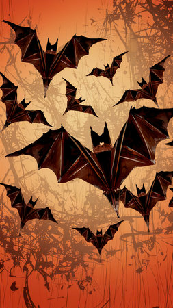 paper bats shadow orange backgroundの素材