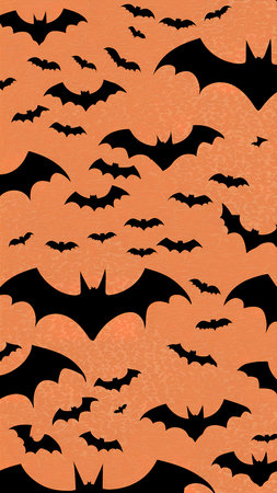 paper bats shadow orange backgroundの素材
