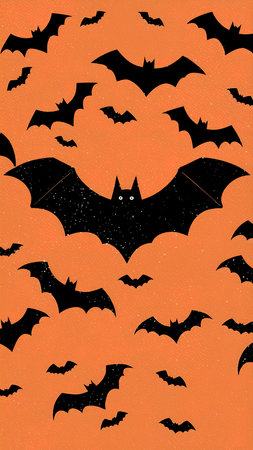 paper bats shadow orange backgroundの素材