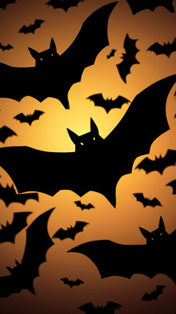 paper bats shadow orange backgroundの素材