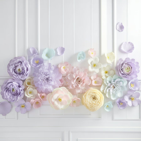 Pastel flowers on white backgroundの素材