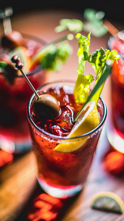 selective focus bloody mary cocktailの素材