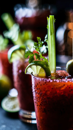 selective focus bloody mary cocktailの素材