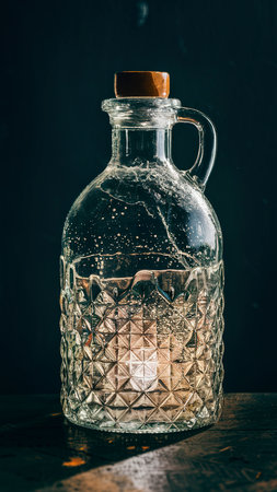the empty glass bottle isolated on white background.の素材