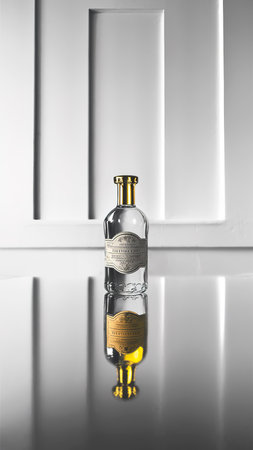 the empty glass bottle isolated on white background.の素材
