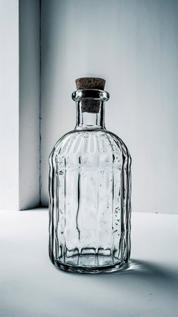 the empty glass bottle isolated on white background.の素材