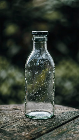 the empty glass bottle isolated on white background.の素材