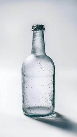 the empty glass bottle isolated on white background.の素材