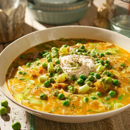 Homemade leek peas creamy soupの素材