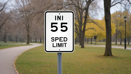 5 mile speed limit sign in the parkの素材