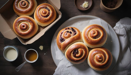 Homemade Danish buns food photography recipeの素材