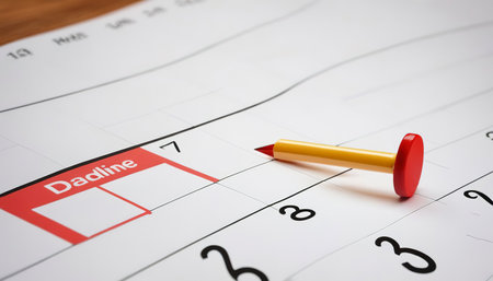 deadline concept with push pin on calendar date close upの素材