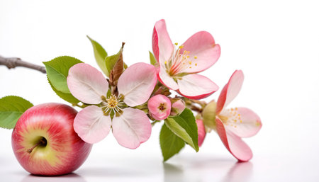 pink apple flower on white backgroundの素材