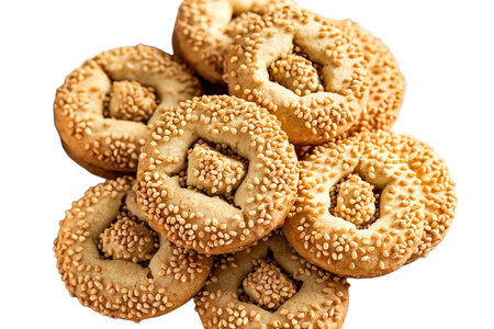 sweet cookies with sesame seedsの写真素材